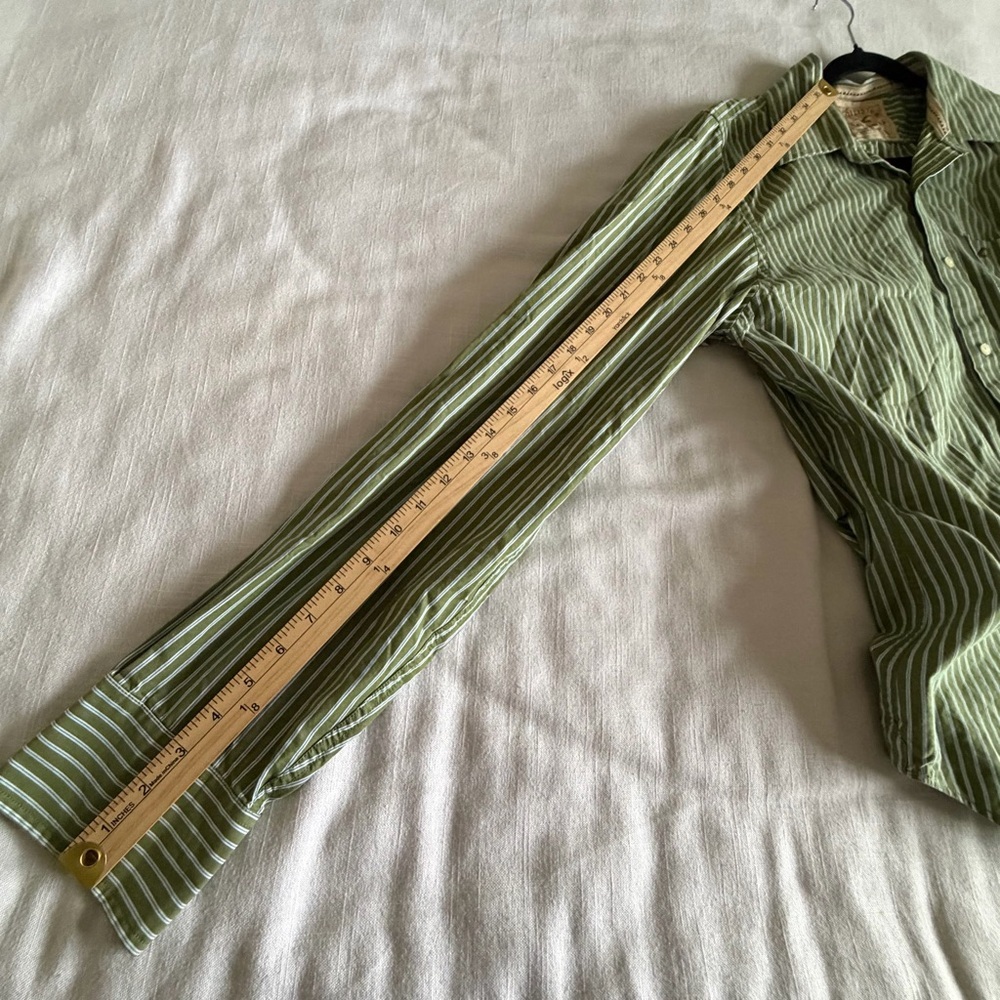 Hollister Shirt Mens XL Green Stripe Long Sleeve Button Up Casual Preppy - Picture 8 of 11